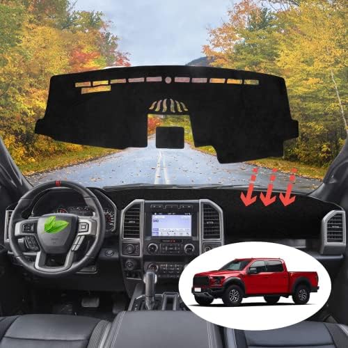 Kucalsfre Dashboard Cover for Ford F-150 2015-2023 Upgraded Custom Fit Suede Dash Cover Smoothly Nonslip Protector Sunshield No Glare Dashboard Mat for Car Interior