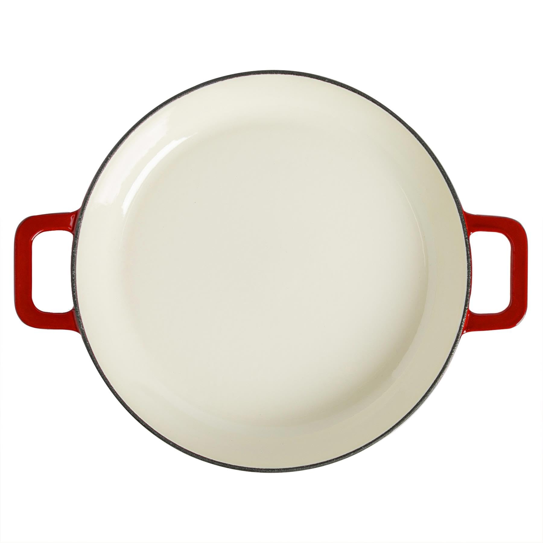 Argon Tableware 2.3L Peu Profond Cocotte en Fonte avec Couvercle Auto-Arrosant - Rouge Ombré - 1x Plaque à Induction Cuisson du Pain Portion Grillage Ragoût Marmite Ustensiles de Cuisine Poêle