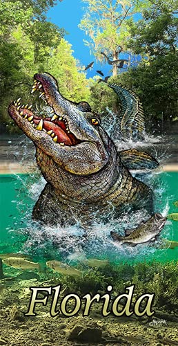 JGR Copa Florida Alligator Beach Towel 100 Cotton, 30 inch x 60 inch