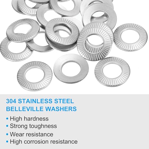 patikil 304 stainless steel flat washers 30 pack m12x23mm belleville spring disc washer conical knurled metric gasket for automotive industrial construction