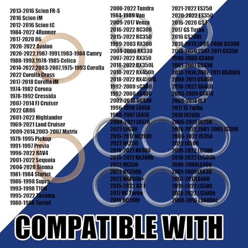 Image of 12PCS Transfer and Differential Case Drain Plug Crush Gasket Kit, 1215710010 9043024003 90430A0003, Comptaible with Toy0ta 4Runner Land Cruiser Sequoia ES350 RC300