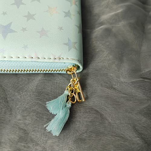 timlee Cute Changes Women Star Small Wallet Teen Girls Green Star Purse With Tassels (Blue Star 0105)4