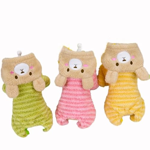 【pet544】秋冬ペット服 ボア 可愛いクマさんフード 防寒 四脚長袖設計ドッグウェア 犬猫ペット服 ペットウェア (グリーン, L)