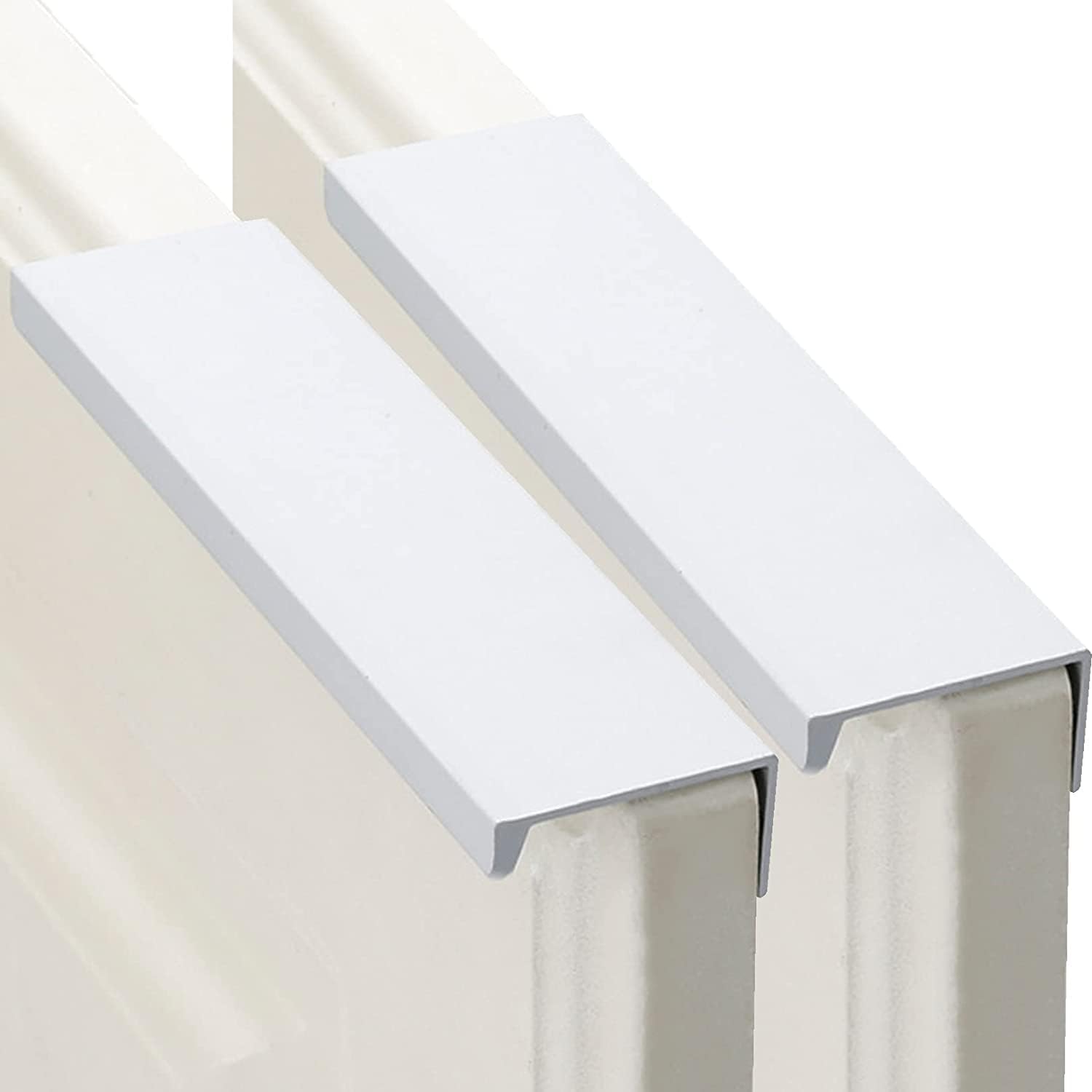 SBZIOJHDR Door Handle, Wardrobe Kitchen Cupboard Concealed Handles Finger Edge Pull DrawerHandles Furniture Knobs Silver 2 Pieces(Hole Distance 64mm)