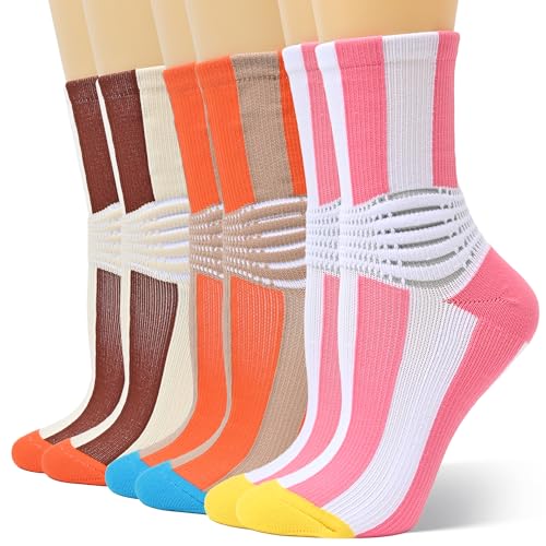 Image of IRAMY Compression Ankle Support Socks Women - Wicking, Cushioned Athletic, Plantar Fasciitis Relief 2 /3 /6 Pairs