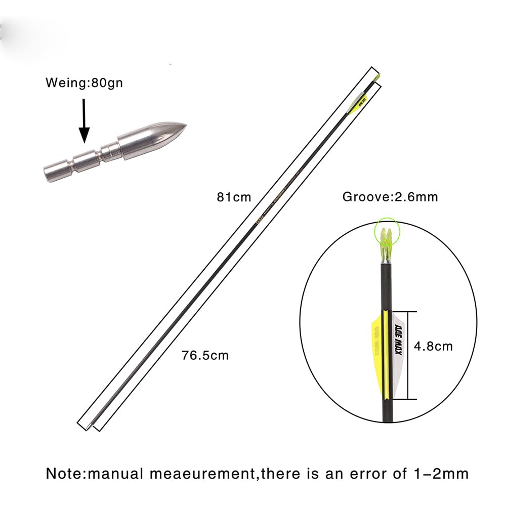 12 pz Flechas de Competición ID 4,2 mm Spine 300 400 500 600 700 800 900 1000 1100 1200 1300 1400 1500 Amarillo Blanco Ranuras de Aire Plumas Flecha, para Tiro con Arco