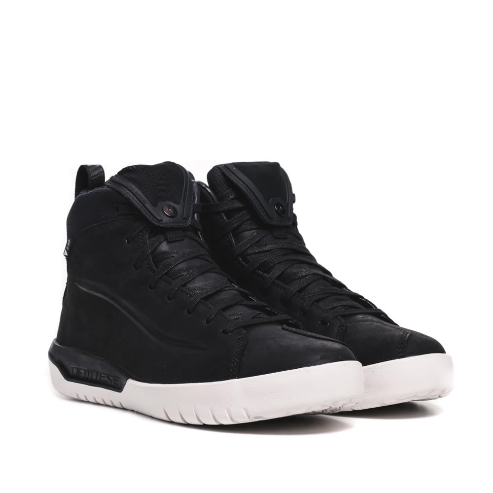 Dainese Metractive D-WP Shoes, Leather Waterproof Motorcycle Sneakers, Men, Black/White, 42