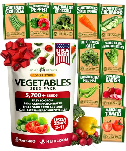 Image of HOME GROWN 10 Variety Survival Seed Vault 5,700+ USA Grown Heirloom Non-GMO Vegetable Seeds for Planting, High Germination, Garden Starter Kit, Emergency Food Supply, Indoor Outdoor