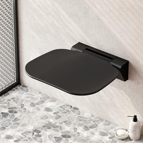 Neohomee Duschsitz Klappbar Wandmontage Klappbarer Duschstuhl bis 200 kg Belastbar mit UF Extrabreiter Duschsitz für Senioren Rutschfester Duschhocker 40x40 cm Schwarz