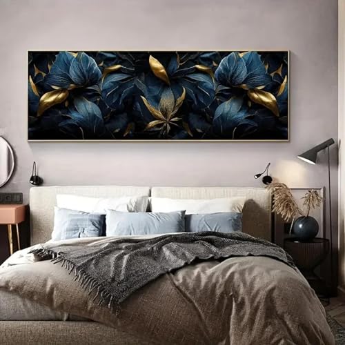 Peinture sur toile moderne fleur foncée et impressions d'art mural 55 x 110 cm