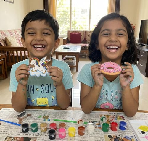 Image of ImagiVibe Paint Your Own Unicorn Fairy Tale Fridge Magnets Kit for Kids Girls | 8 MDF Cutouts DIY Painting Activity | Creative Screen-Free Art & Craft Kit | Made in India (Unicorn)
