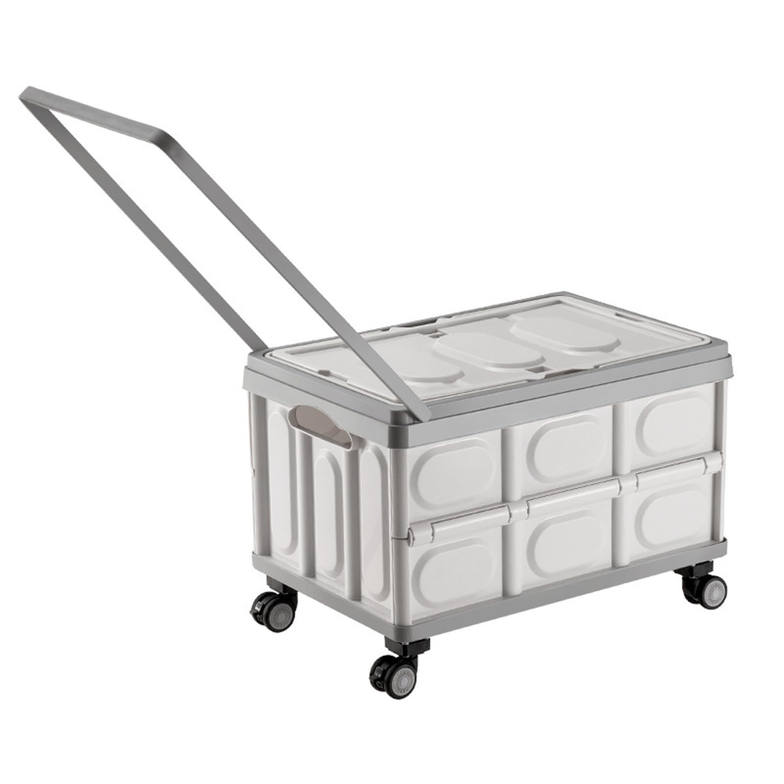 Caisse pliable en plastique avec roues - Organiseur de coffre durable avec couvercle - Grande capacité - Pour l'extérieur, le transport, le camping, les courses