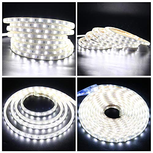 GQL 4m Dimmable LED Strip Mains Powered, WhiteSMD 5050 60leds/m IP65 Waterproof Commercial Rope Light with UK Plug - Image 2