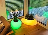 blumentopf beleuchtet innen  Degardo Storus VII, Design Blumentopf (transluzent beleuchtet, LED RGB+CCT), Multicolor mit Fernbedienung - 52cm x 48cm x 34cm Leuchtstein - Pflanzstein - Leuchttopf - PE-Pflanzgefäß *ABVERKAUF*