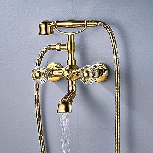 Double poignée en cristal pour robinet de baignoire doré précis