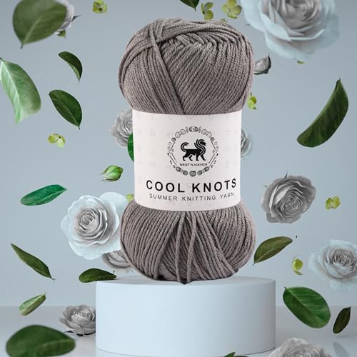 Image of NESTNHAVEN Polyester Blend Cool Knots, Hand Knitting Yarn - Luxury Yarn For Crochet, Knitting, Amigurumi, Embroidery, Toys, Garments, Flowers And Hobby Projects (Dark Grey, 100G)