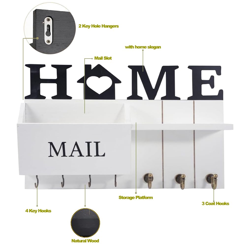 Niciksty Key and Mail Holder for Wall Farmhouse Mail and Key Organizer - Image 4