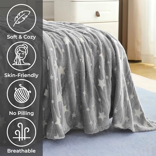 Image of Story@Home Glow Blankets for Kids |Breathable Summer Blanket |Kids Blanket 0-15 Years (200x150cm) Soft Fleece Blanket | Cozy & Warm All-Season Radium Blanket for Boys & Girls - Stars