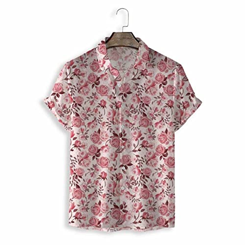 Chemise de plage pour hommes rose à imprimé tropical chic et léger
