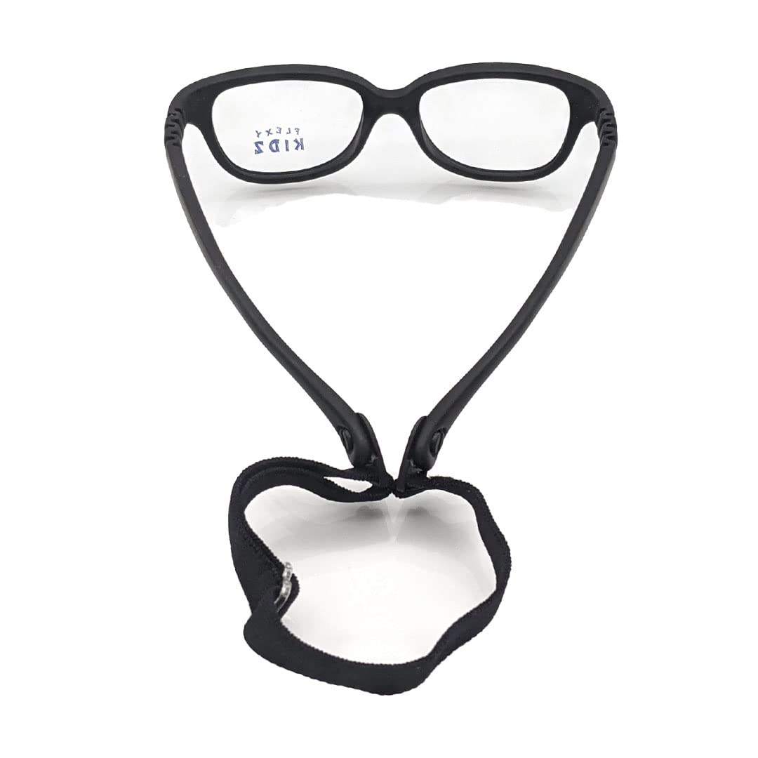 Flexi Kidz Blue Light Blocking Anti Glare Zero Power Unbreakable Eyeglasses Spectacle Frame Protection From TV Mobile Laptop Computer for Kids Girls Boys Unisex With Antislip Silicone Band (Black) - Image 3 thumbnail