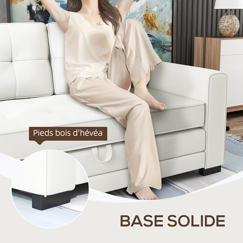 Canapé convertible 2 places blanc moderne 839-233V00CW