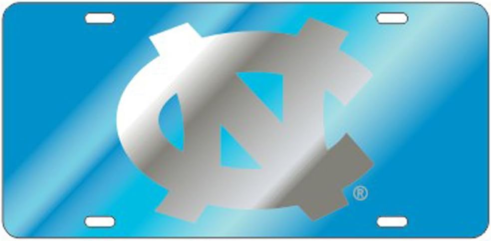 Craftique North Carolina Tar Heels Blue Laser Cut License Plate - Mirrored Logo