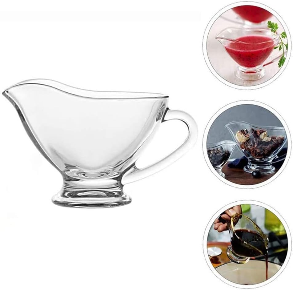 Gravy Boat Set Clear Gravy Boat Sauce Boat Seasoning Saucer Jug Western Tableware for Salad Dressings Creamer Dessert Cup Gravy Boat with lid