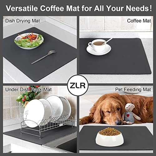 Zlr Coffee Mat - 12" X 20" Middle Kitchen Absorbent Mat For Countertop - Easy To Clean Coffee Bar Mat For Coffee Machine, Coffee Maker, Espresso Machine - Gray #TOP3