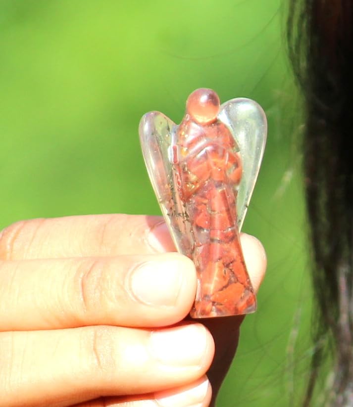 Prajet Red Jasper Orgone Angel, Energy Healing Crystal Guardian for Strength Protection & Grounding - Image 3