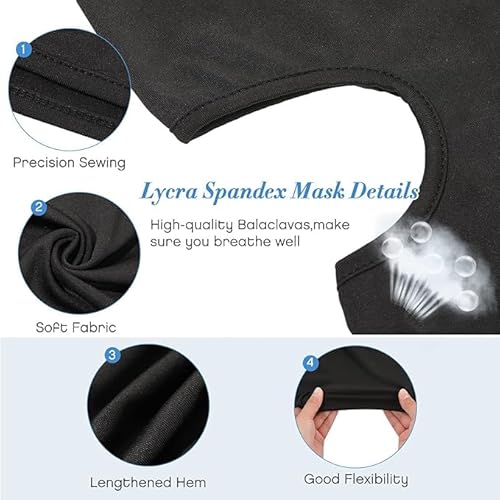 TRIXES Schwarze Lyrca Full Face Maske Sturmhaube Balaclava für Radfahrer Motorradfahrer Paintball, Karneval