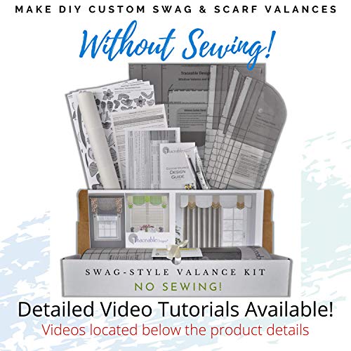 Traceable Designer, DIY, Swag-Scarf Valance Kit, Curtain, No Sewing, Pattern, Fit All Window Sizes, Cornice and Wraparound Styles Included, for Kitchen, Dining Room, Bedroom, Living Room - Thumbnail 4