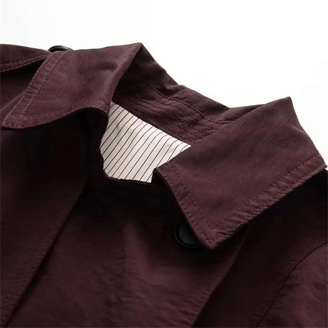 Women's Collared Trench Coat Double Breasted With Belt Long Coat