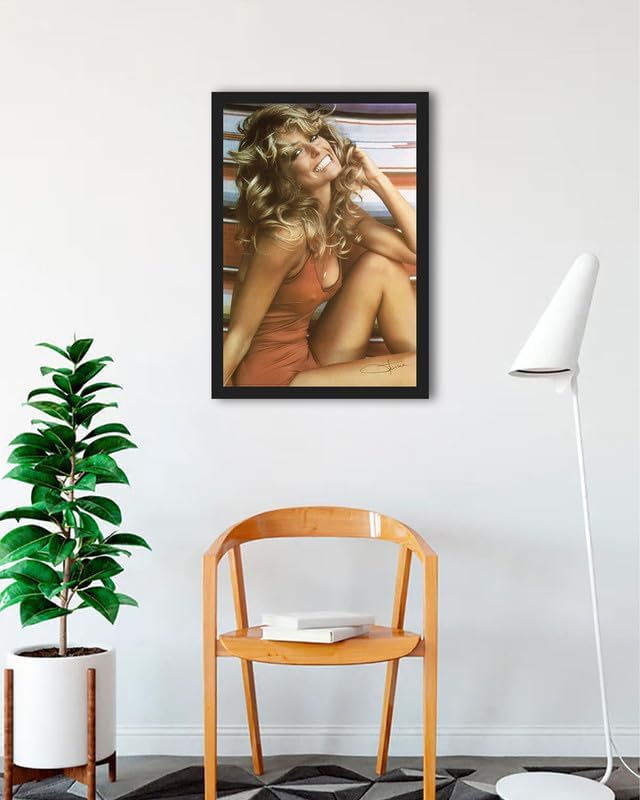 buy art for less officially licensed farrah fawcett red swim suit 24 x 36 inch framed art poster - sturdy engineered wood frame with plexi glass - ready to hang