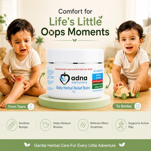 Image of Baby Herbal Relief Balm for Hurts & Falls | Herbal Extracts of Narayani, Manjishtha, Raktachandan , Devdaru, Jeshthamadh | Dermatologist + Peditrcian Tested, Zero Tolerance to Toxins (30 gm) INDIA'S FIRST BABY BALM for Hurts