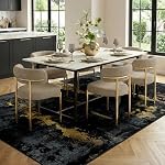 RELEANY Area Rugs 6'x9' Washable Rug for Living Room Modern Abstract Indoor Non-Slip Low Pile Soft Carpet for Bedroom Home Entryway, Print Pattern, Dark Black Gold