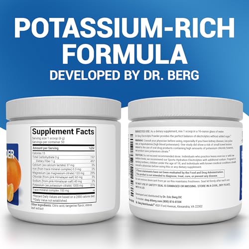 Image of Dr. Berg Zero Sugar Hydration Keto Electrolyte Powder - Enhanced w / 1000 mg of Potassium & Real Pink Himalayan Salt (NOT Table Salt) - Tangerine Flavor Hydration Drink Mix Supplement - 50 Servings
