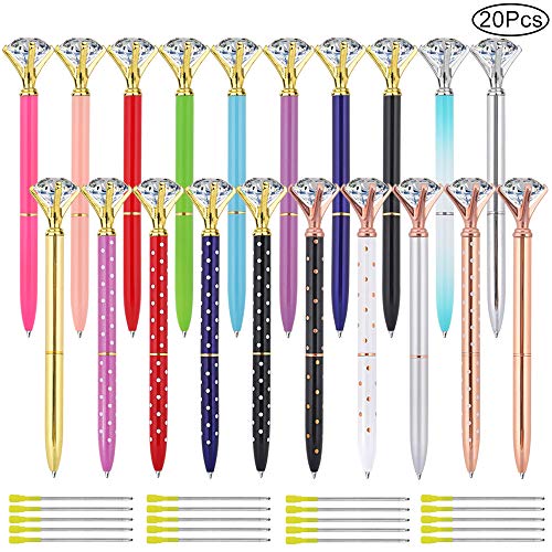 20pcs Diamond Pens Cute Ballpoint Pens Retractable Metal Crystal Pens with 20pcs Replacement
