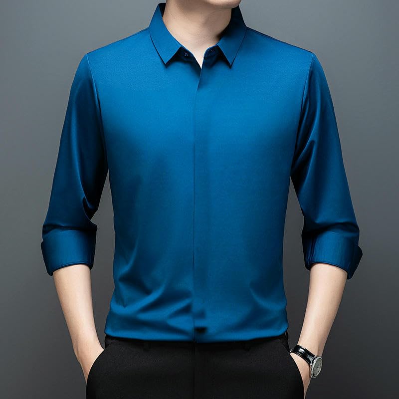 Camisa casual de botones masculina para eventos y oficina 7
