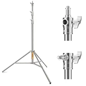 K&F CONCEPT Stainless Steel Light Stand 9.2ft/2.8m, Spring Cushioned