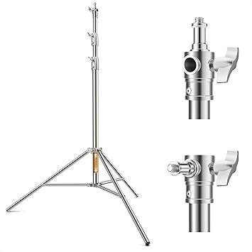 K&F CONCEPT 9.2ft/2.8m Stainless Steel Light Stand, Spring Cushioned Heavy Duty Photography Tripod Stand with 1/4 to 3/8 Universal Screw Adapter for Strobe,LED Video Light,Ring Light,Softbox