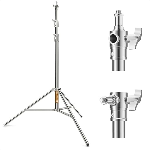 K&F CONCEPT Stainless Steel Light Stand 9.2ft/2.8m, Spring Cushioned | Heavy Duty Photography Tripod Stand with 1/4" to 3/8" Screw for Studio, Strobe, LED Video Light, Softbox, Ring Light TL04