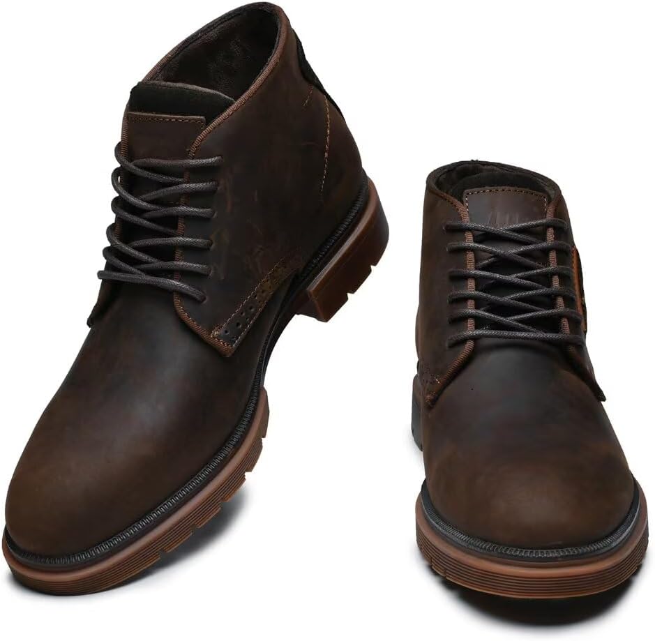 Arkbird Men's Chukka Boots, Leather Ankle Dress Boot Casual Lace Up Work Shoes