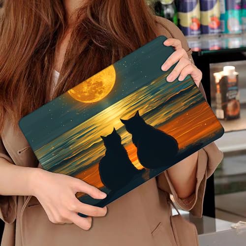 LCMOCICO for 2026 MacBook Air 13 Inch Case M5 A3449 M4 A3240 A3113 M3 A2681 M2 2026 2025 2024 2023 2022 Release, Pattern Plastic Hard Shell Case Cover for MacBook Air 13.6inch M5, Cat Watching Moon by LCMOCICO - Used condition - Image 6