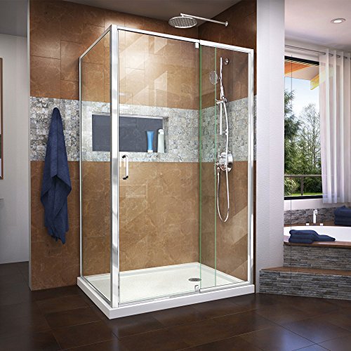 Dreamline Flex 34 1/2 In. D X 44-48 In. W X 72 In H. Semi-Frameless Pivot Shower Enclosure In Chrome, Shdr-2234460-Rt-01 #TOP23