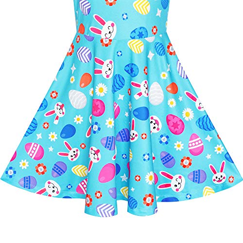 Image of Sunny Fashion Girls Dress Easter Bunny Ears Headband Egg Hunt Size 3-8