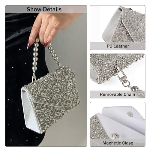 Image of Rhinestone Clutch Purse for Women, Sparkly Evening Handbag | V-shape Decoration, Glitter Finish, Converts to Crossbody & Shoulder Bag, Ideal for Wedding Party Prom & Formal Events