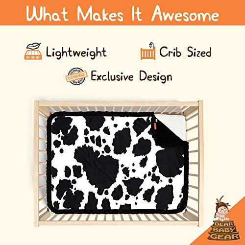 Image of Dear Baby Gear - Reversible Baby Blankets - Soft Nursery Blanket for Newborn - Toddler Blankey - Throw Blanket for Boys & Girls - Infant Blankets - 43x33 (Holstein Cow w /Black Ruffles)