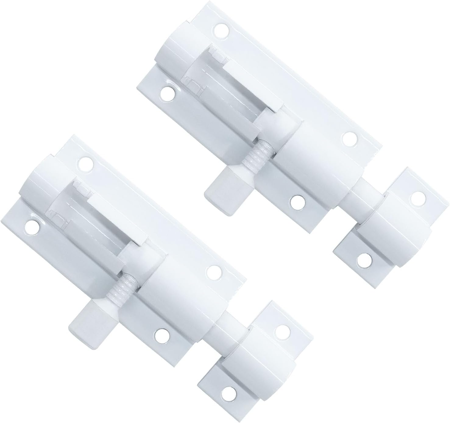 2 Pack Aluminum Alloy 2-Inch White Slide Latch Security Slide Bolt Latch Lock for Door Security, Slide Lock with Screws for Inside Doors, Gates, Sliding Doors