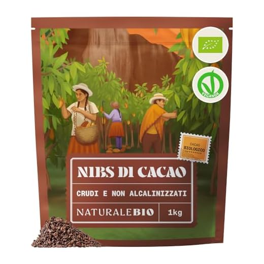 NaturaleBio Granella di Cacao Crudo Biologico da 1 Kg. Bio, Naturale e Puro. Prodotto in Regioni Tropicali dalla Pianta Theobroma Cacao. Fonte di Magnesio, Potassio e Ferro.