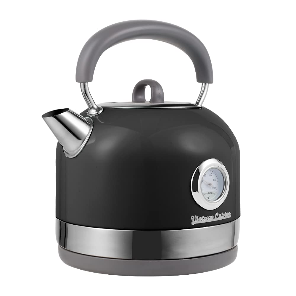 BOUILLOIRE ÉLECTRIQUE RÉTRO VINTAGE CUISINE AVEC THERMOMÈTRE (Black)